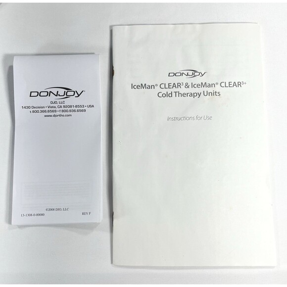DonJoy Iceman Clear 3 Cold Therapy System AC Adapter Hose-with Pad and Manual - Picture 12 of 13